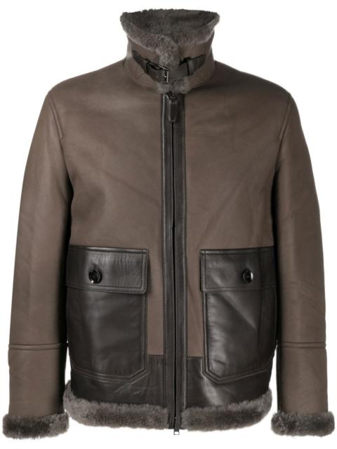 shearling  panelled lambskin jacket