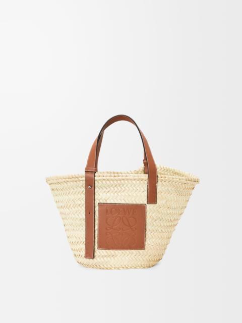 Basket bag in palm leaf and calfskin