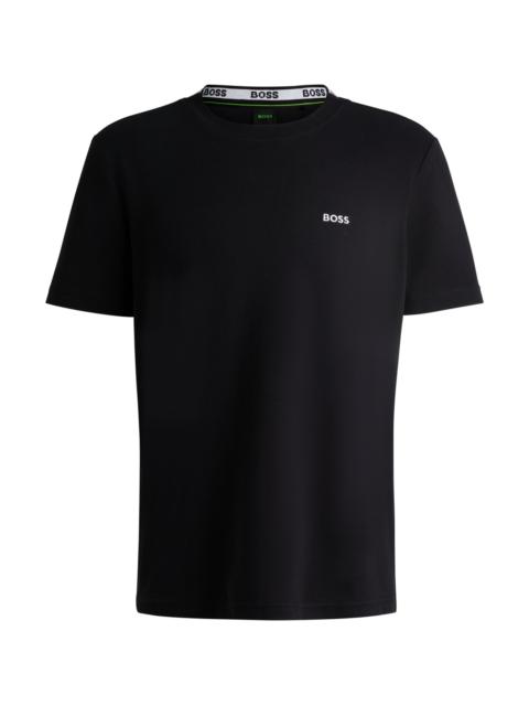 COTTON-PIQUÉ T-SHIRT WITH JACQUARD-WOVEN BACK COLLAR