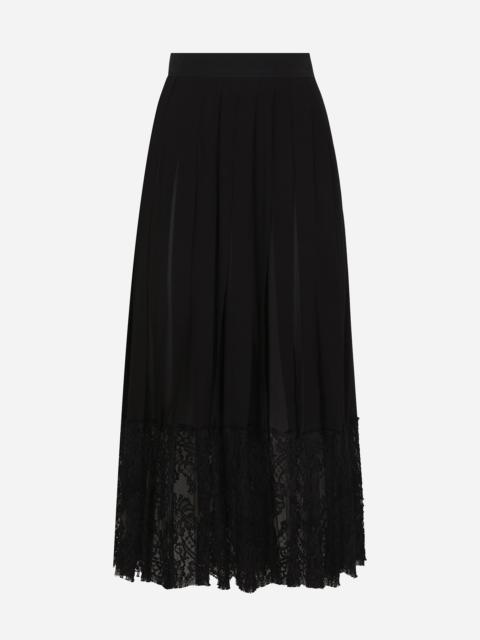 Long georgette skirt with lace edgings