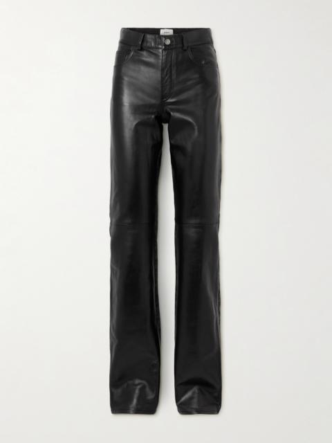 Star Leather-paneled High-rise Straight-leg Jeans