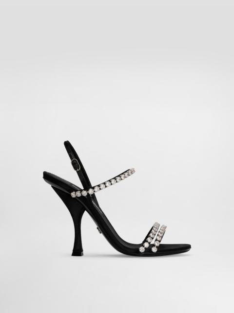 Sandals with rhinestone chain