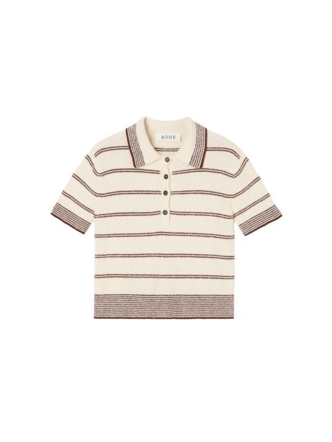 Striped Cotton-Blend Terry Cloth Polo Shirt stripe