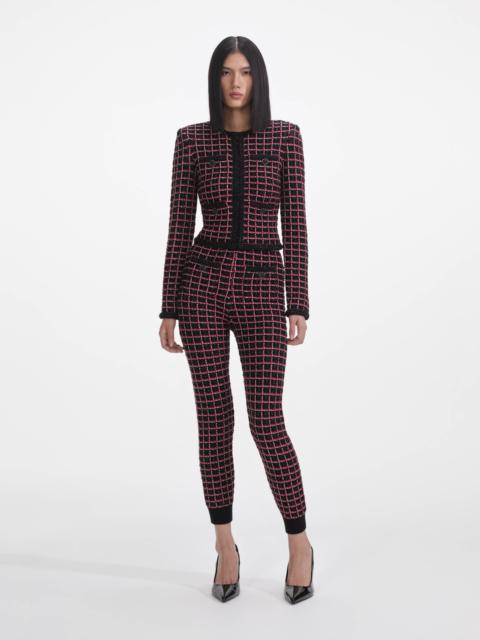 Black And Red Check Knit Leggings