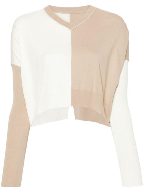colour-block cropped jumper