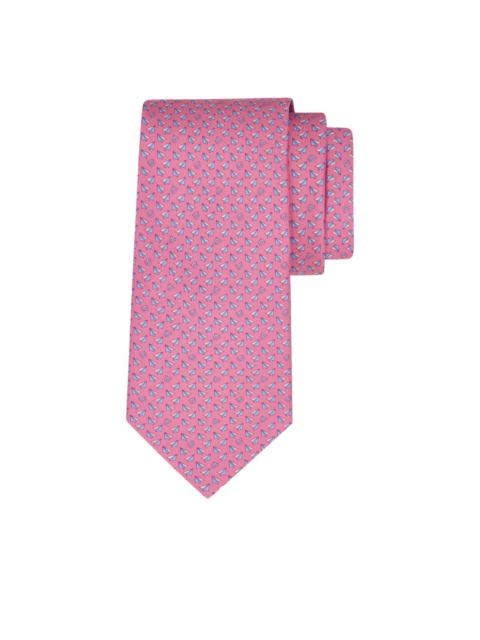 paper airplane print silk tie