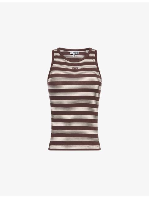 Striped Cotton-Rib Tank Top