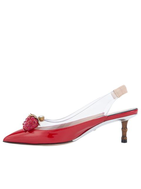 (WMNS) Gucci Large Strawberry LOGO Mid-Top Fashion High Heels Red Sandals 575846-98E30-9137