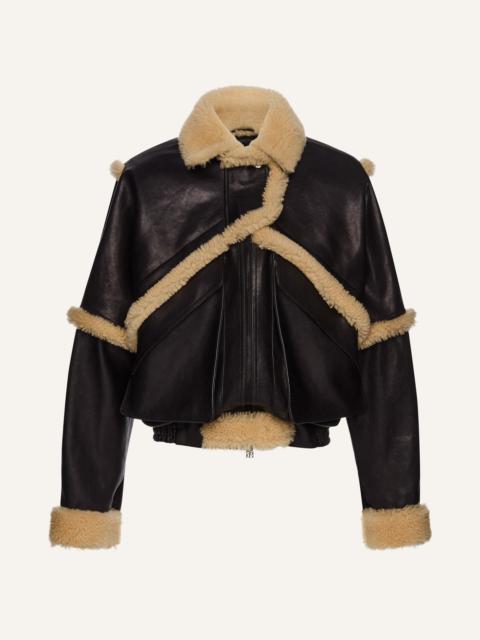 Shearling bomber jacket in navy