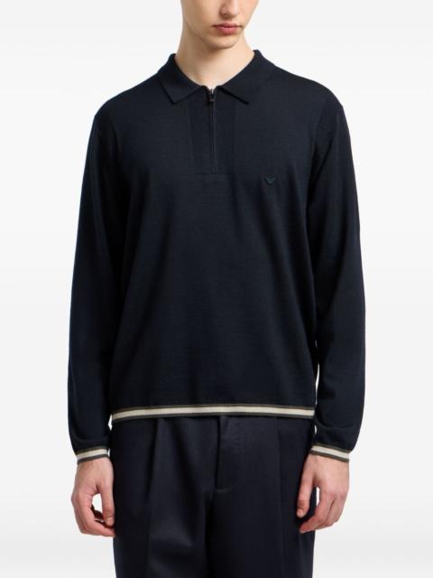 half-zip wool polo shirt