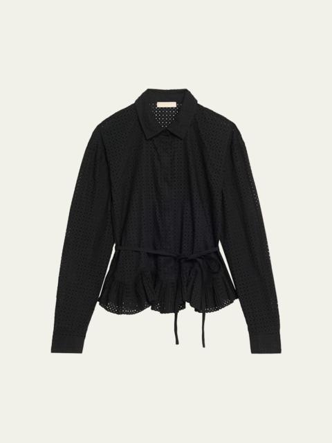 Kelila Long-Sleeve Button-Front Cotton Top