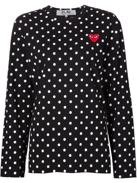long sleeve polka dot T-shirt