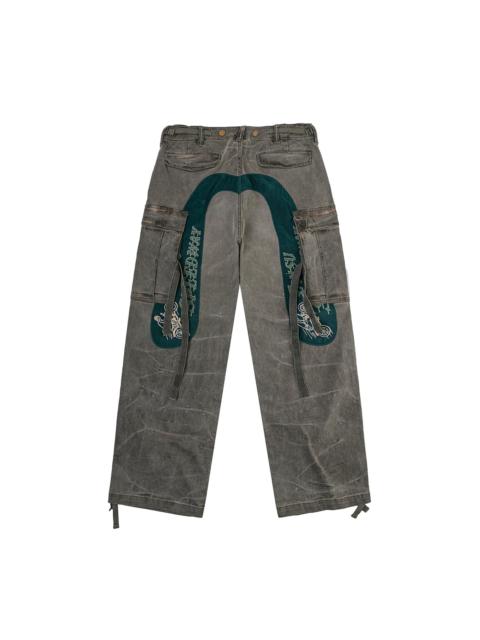 Washed Daicock Embroidery Wide-leg Cargo Jeans