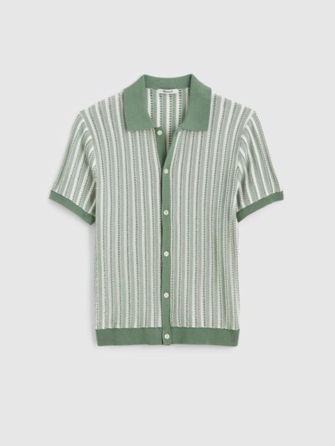 Tuck-Stitch Button-Up Sweater Polo