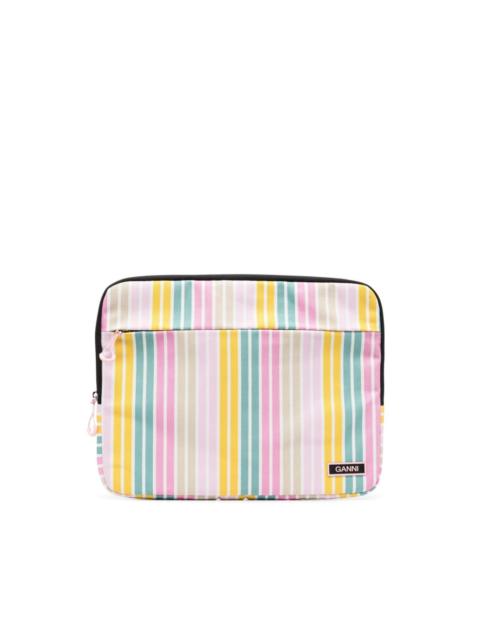 striped zip-around laptop bag