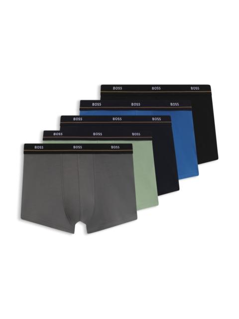 FIVE-PACK OF LOGO-WAISTBAND TRUNKS IN STRETCH COTTON
