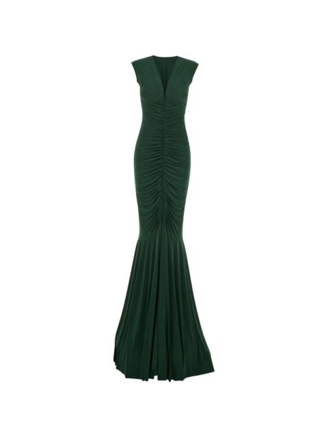 V-neck ruched gown