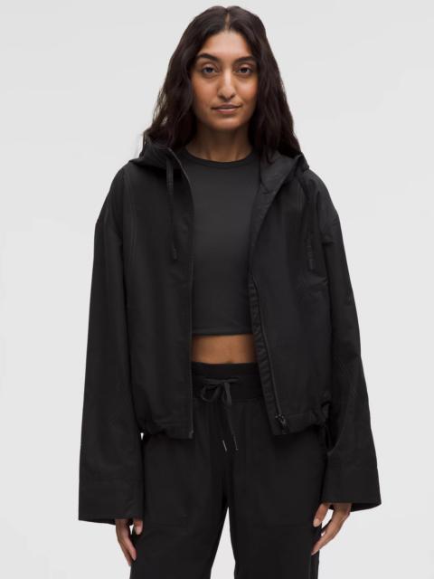 Water-Resistant Cropped Hooded Jacket