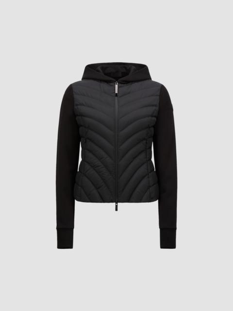 Padded Diagonal-Quilted Cotton Zip-Up Hoodie