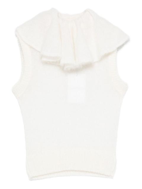 ruffled sleeveless top