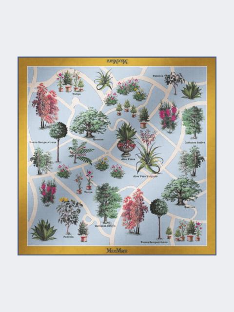 Oversized scarf in printed silk and wool - MUSTARD