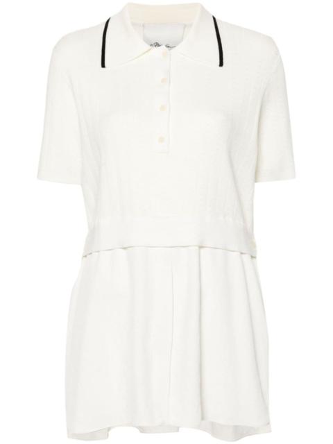 pointelle-knit polo shirt