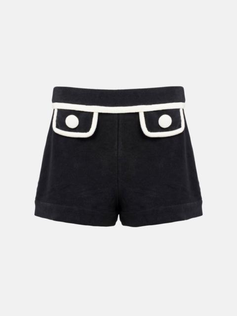 High-rise cotton-blend terry shorts