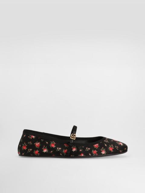 Satin ballet flats with little roses print