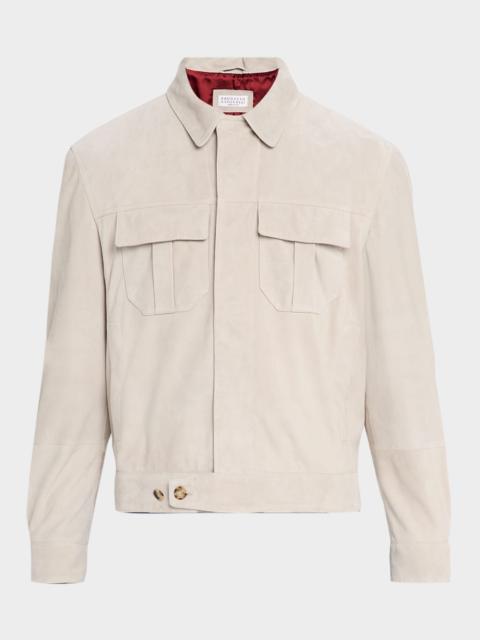 Men's Suede Modern-Fit Shirt Jacket