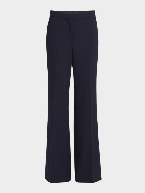 High-Rise Flare Crepe Trousers