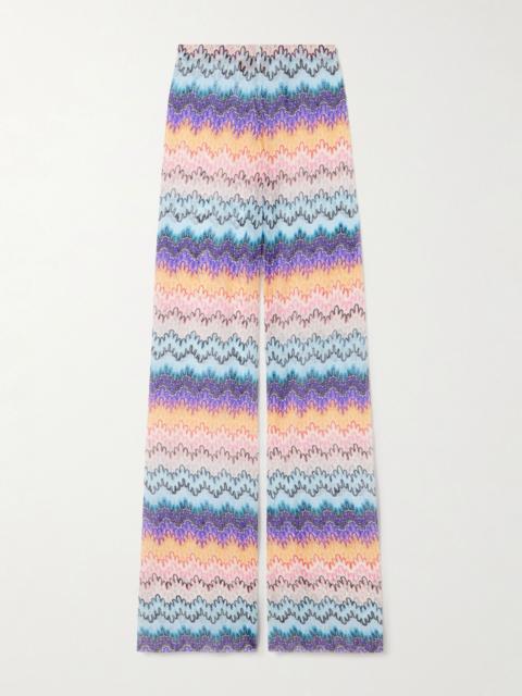 Printed mesh flared pants Multi