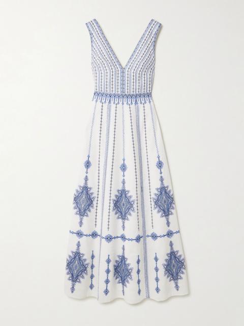 Nellie embroidered linen and cotton-blend maxi dress Off-white