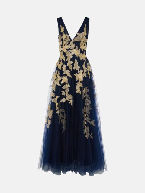 Arcangela appliqué tulle gown