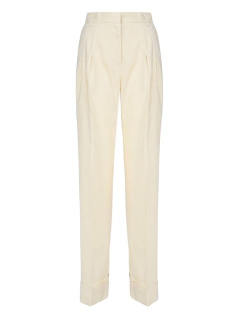 pleated-front cuffed-hem trousers