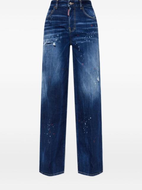 whiskering-effect jeans