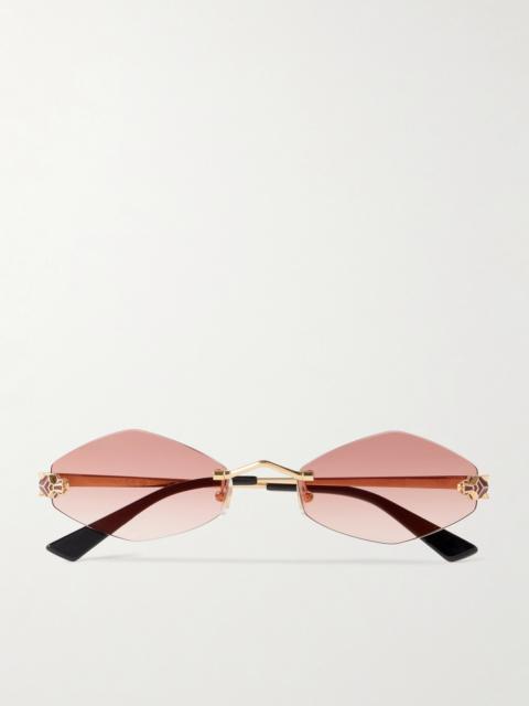 Panthère Hexagon-frame Gold-tone Sunglasses