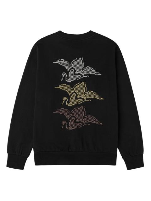 Crane and Seagull Embroidery Relax Fit Sweatshirt