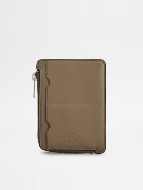 POUCH IN LEATHER SMALL - GREY