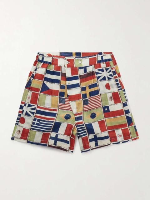 International Straight-Leg Printed Linen Shorts
