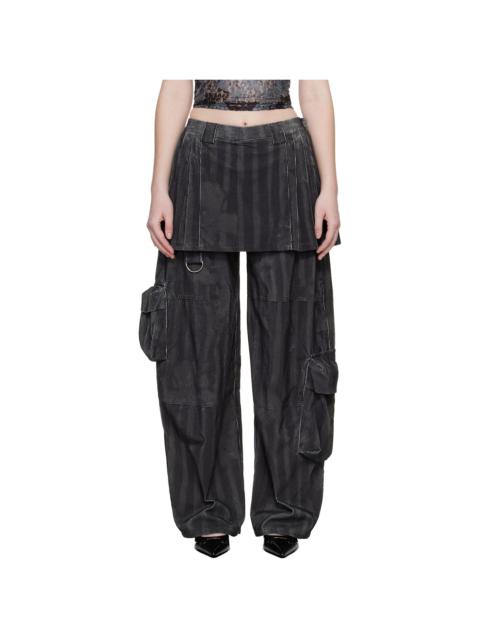 Black Lawn Skirt Cargo Pants