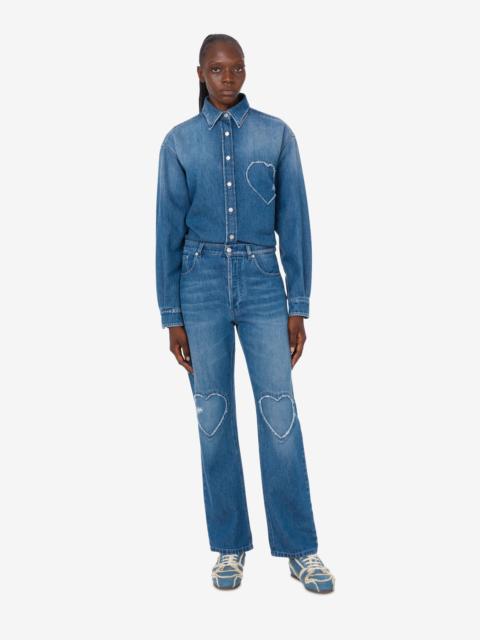 BLUE COTTON DENIM PANTS
