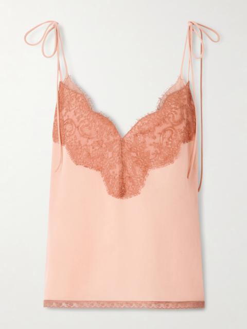 Lace-trimmed Silk Crepe De Chine Camisole
