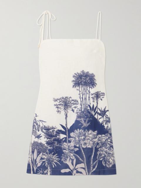 Tres Pm Printed Linen Mini Dress