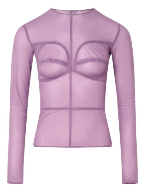 panelled-design long-sleeves blouse