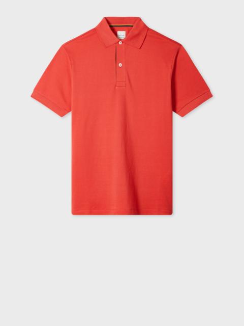 Coral Pink 'Artist Stripe' Placket Polo Shirt