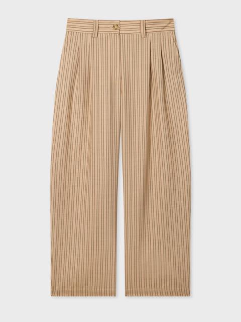 Women's Sand Brown Stripe Wool Two-Piece Suit