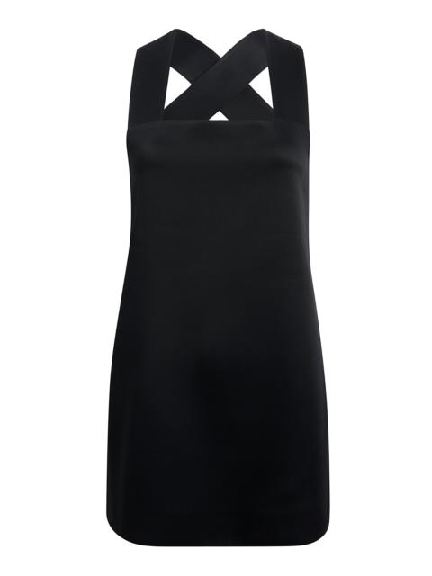 Mella Cross-Back Crepe-Satin Mini Dress black