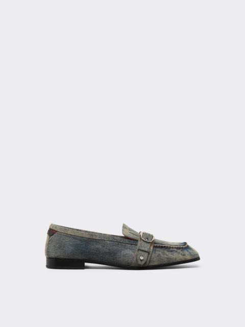Acid-washed denim loafer