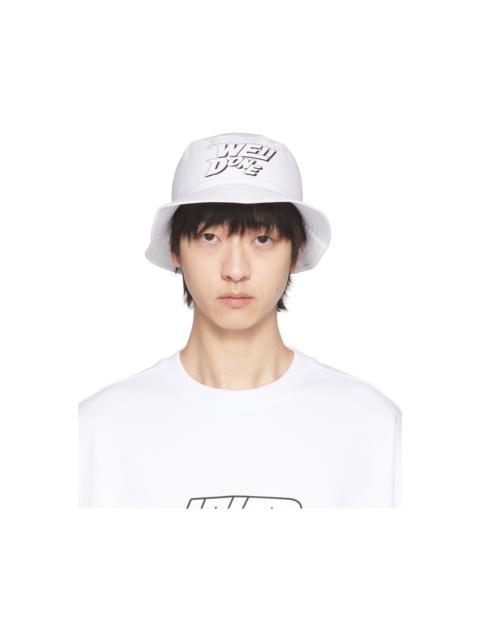 White Basic Logo Bucket Hat