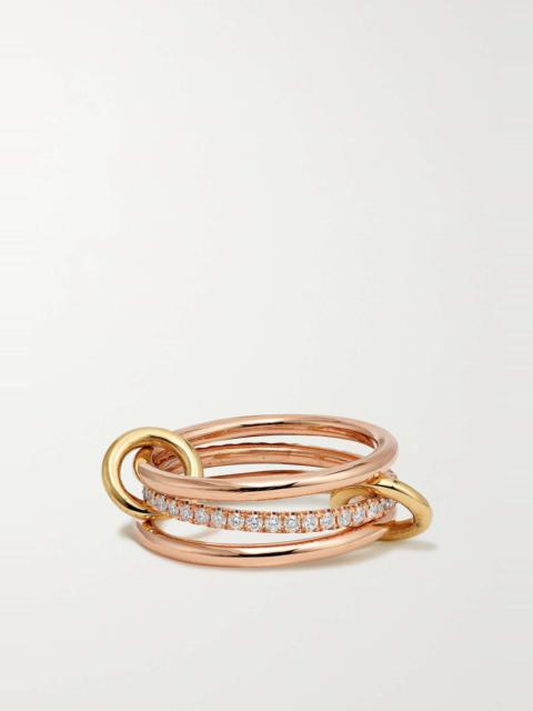 Sonny set of three 18-karat yellow and rose gold and diamond rings